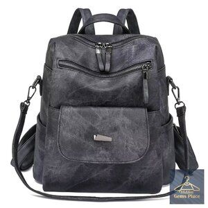 PU Leather Backpack Purse Multipurpose Design Travel Handbag Adjustable Strap